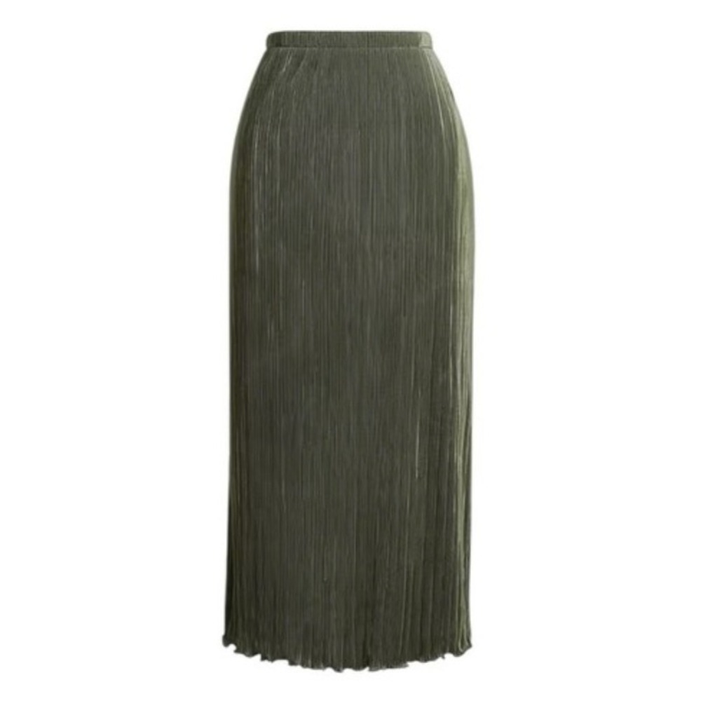 J. Crew Plissé Slip Midi Skirt Moss Green Petite Large